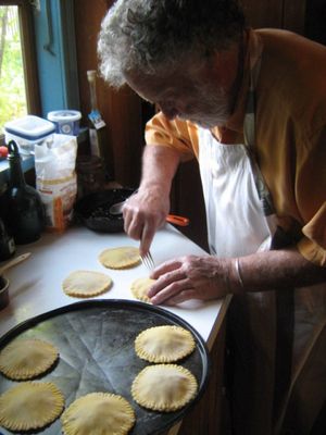 Pasta making big round ravioli